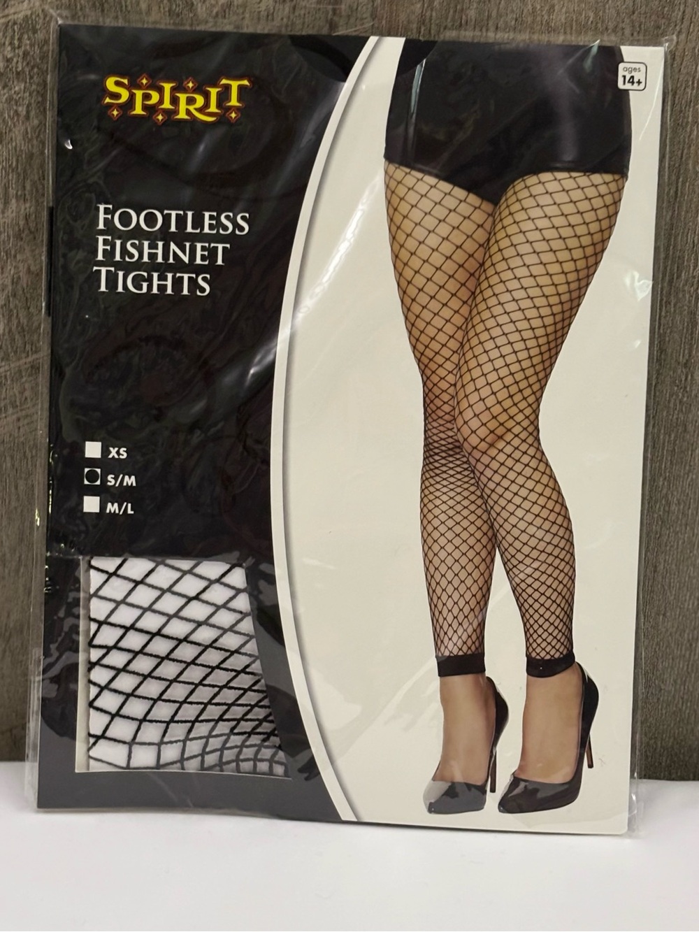 Spirit Halloween Black Footless Fishnet Tights Costume Cosplay S/M Small Medium
